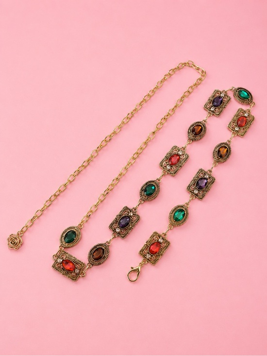 Vintage Multicolor Gemstone Chain Belt main image 9